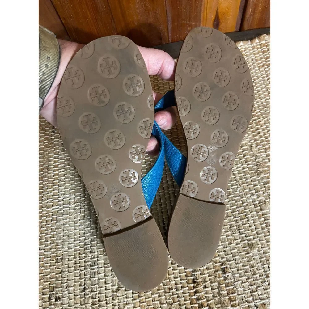 Tory Burch Blue Logo Thong Sandals